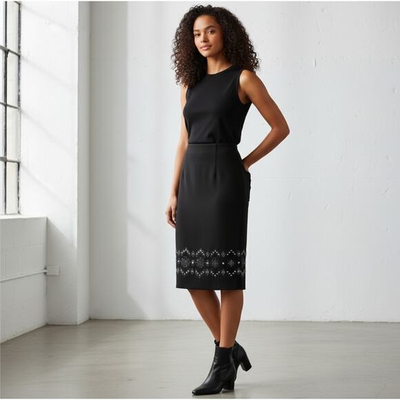 Doncaster Black Studded Midi Skirt - Picture 1 of 8